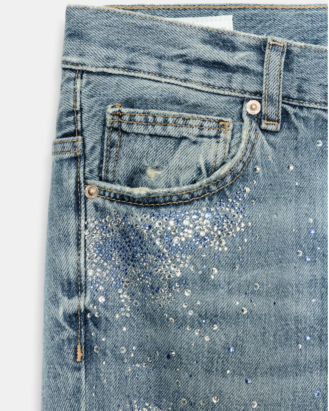 WIDE LEG RHINESTONE JEANS