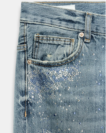 WIDE LEG RHINESTONE JEANS